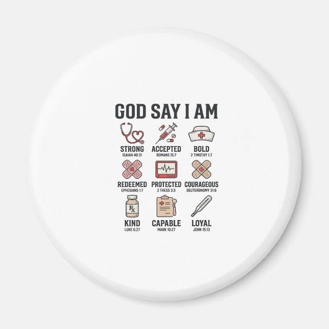 Aimant Dieu dit que je suis infirmière Foi Design de grav (Devant)