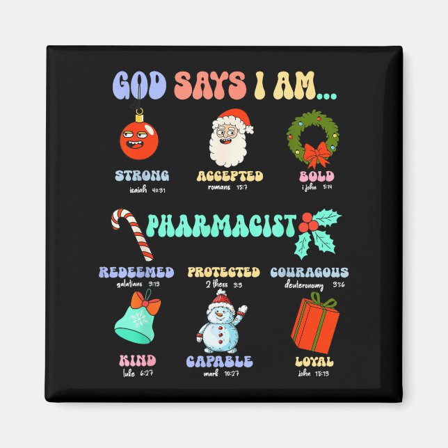 Aimant Dieu dit que je suis Pharmacien Noël Pharmacie Tec (Devant)