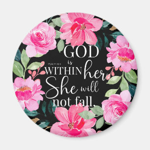 Aimant Dieu est en elle - Psaume 46:5 Floral rose