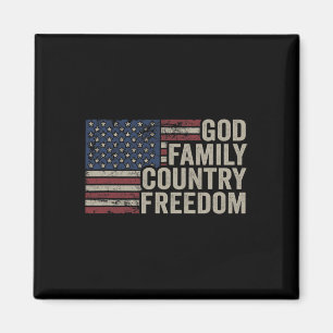 Aimant Dieu Famille Pays Liberté - 4 juillet Drapeau État
