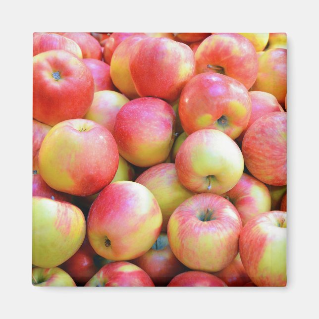 Aimant d'impression de pommes rouges et jaunes (Devant)