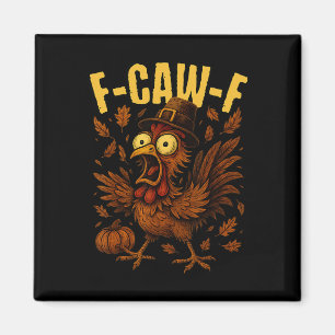 Aimant Dinde à chapeau de pèlerin F-caw-f drôle de Thanks