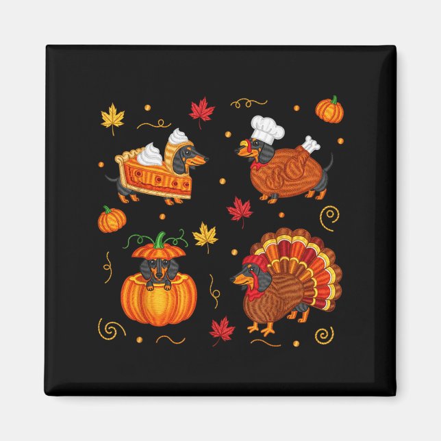 Aimant Dinde de chien de Wiener de Thanksgiving Mignon Ci (Devant)
