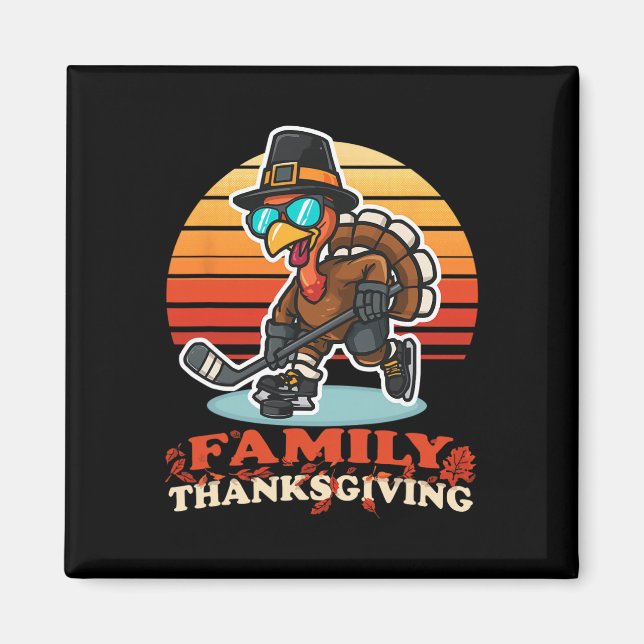 Aimant Dinde de Thanksgiving heureuse et drôle jouant au  (Devant)