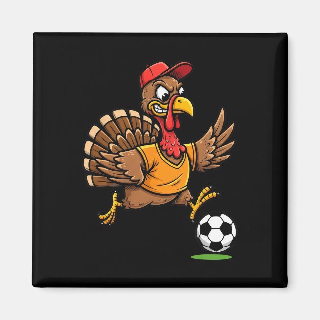 Aimant Dinde de Thanksgiving jouant au football B (Devant)