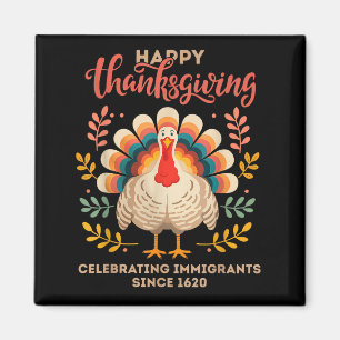 Aimant Dinde de Thanksgiving Joyeuse Célébrant les Immigr