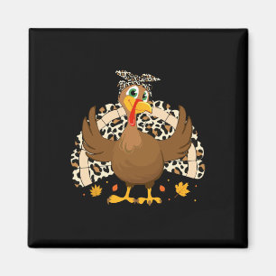 Aimant Dinde de Thanksgiving Léopard Femme Fille Automne