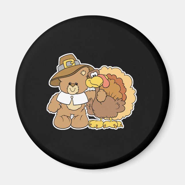 Aimant dinde de thanksgiving ours en peluche design (Devant)