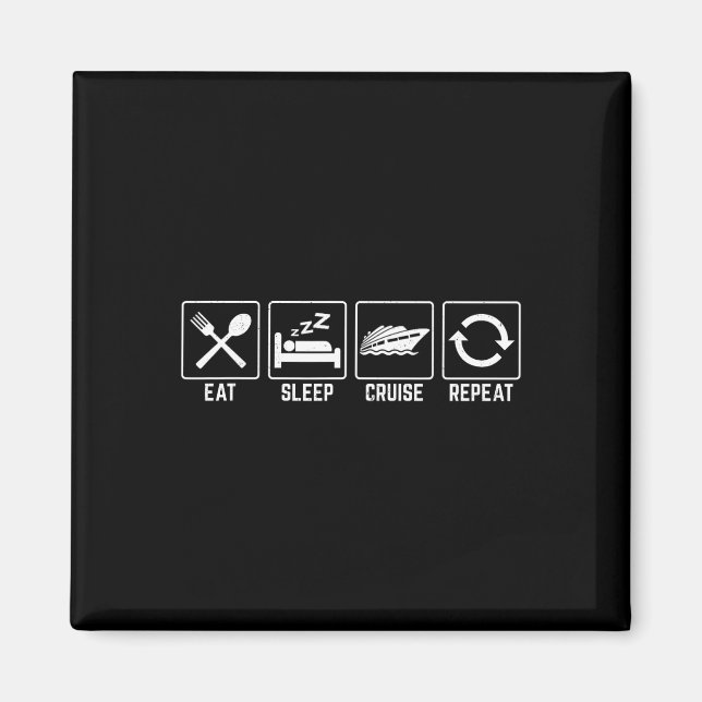 Aimant Dîner Croisière Sleep Répéter Vacances Croisière F (Devant)