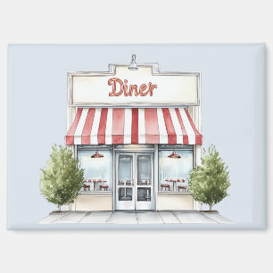 Aimant Diner Rayures Rouges Blanches
