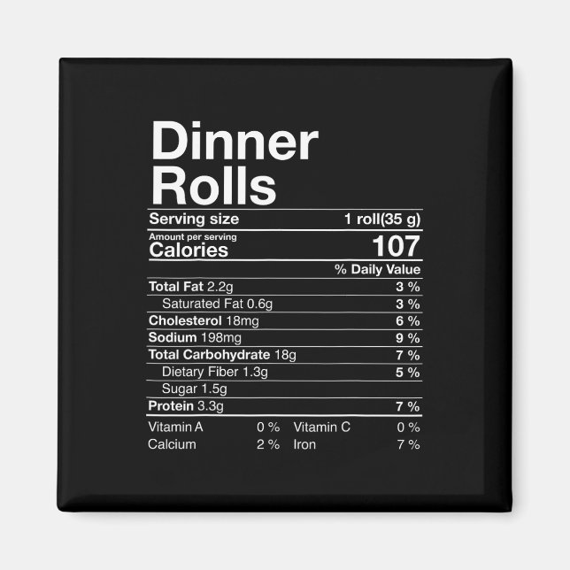 Aimant Dîner Rolls Nutrition Faits Thanksgiving Gifts Tu (Devant)