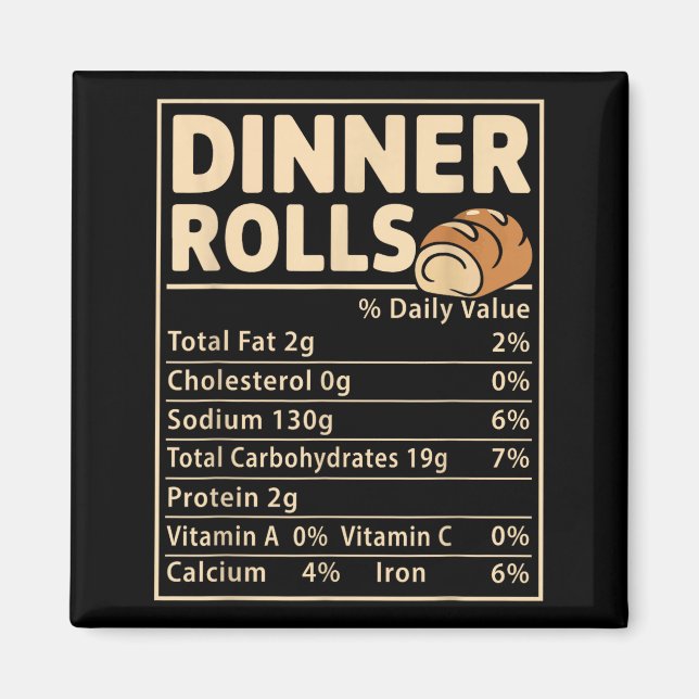 Aimant Dinner Rolls Nutrition Facts Funny Bread Food Desi (Devant)