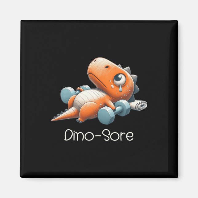 Aimant Dino de gym drôle d'exercice de levage de poids de (Devant)