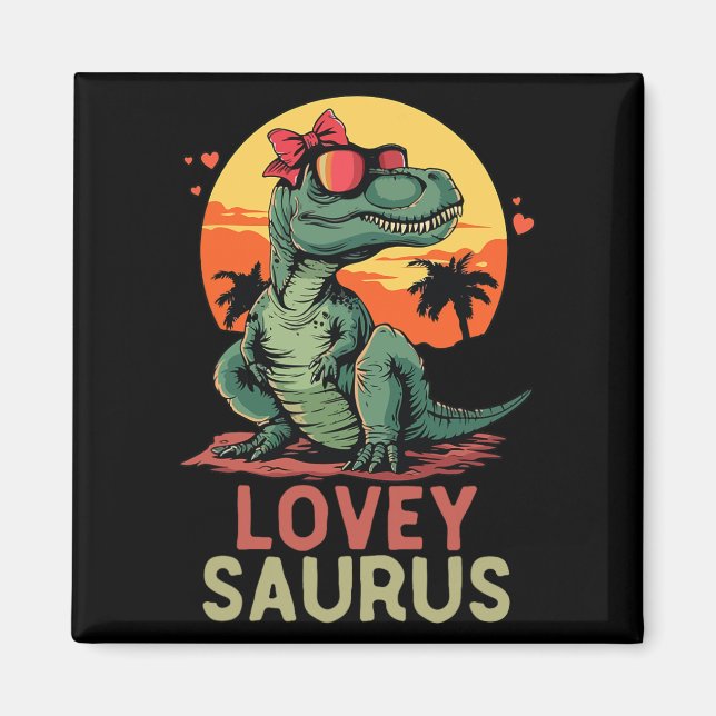 Aimant Dino Dinosaur Lovey-saurus T-rex Funny Trex (Devant)
