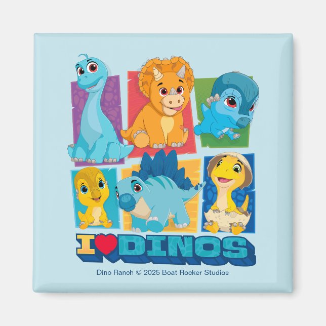 Aimant Dino Ranch | Dinosaure amusant et coloré (Devant)