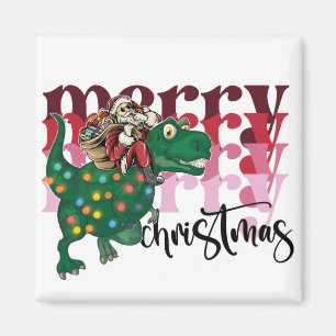 Aimant Dinosaur carrying Santa Claus Christmas