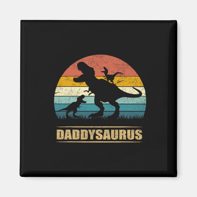 Aimant Dinosaur Daddysaurus 2 Deux Enfants Fête des pères (Devant)