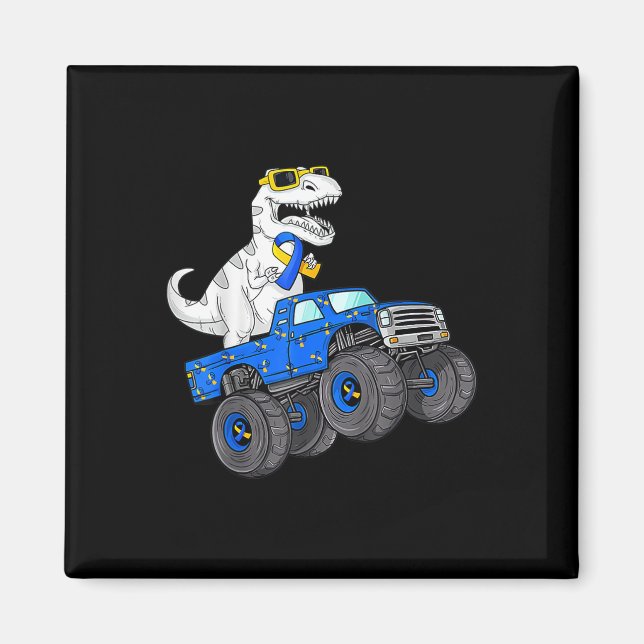 Aimant Dinosaur équitation Camion World Down Syndrome Jou (Devant)