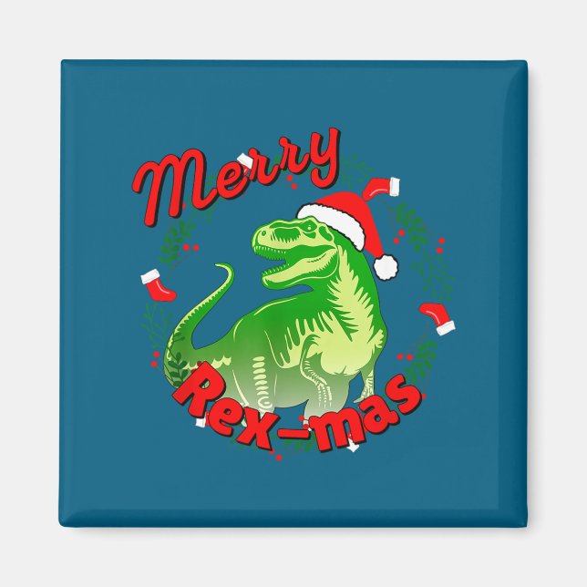 Aimant Dinosaur Holiday Merry Christmas Juric Tyrannosaur (Devant)