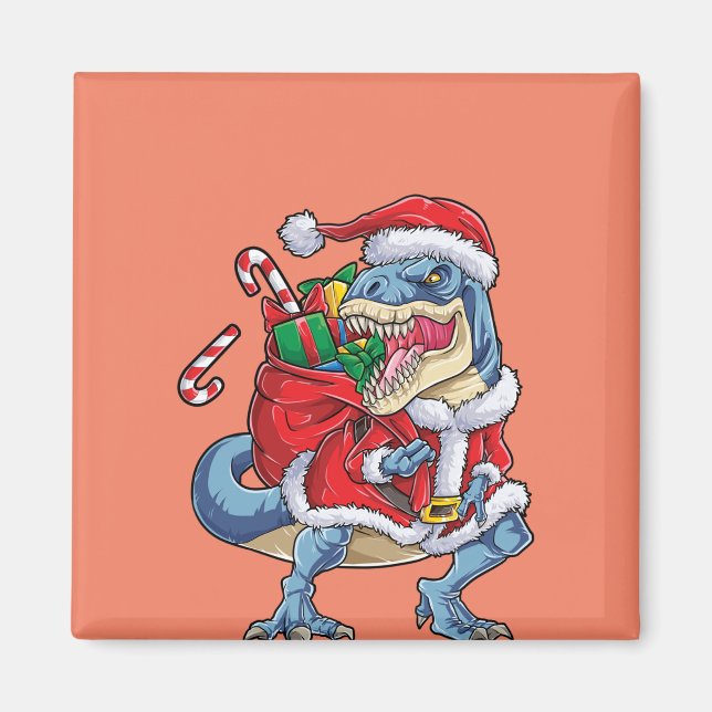 Aimant Dinosaur Noël Père Noël T rex Garçons Hommes (Devant)