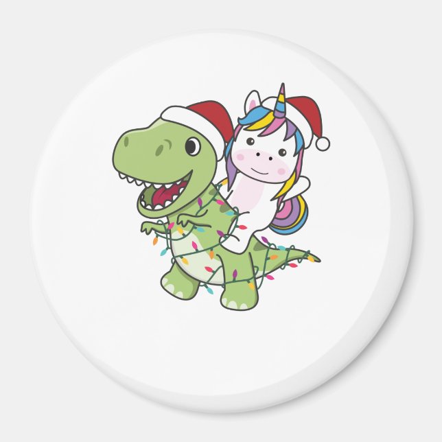 Aimant Dinosaur Noël Unicorne Hiver T-Rex Dino (Devant)