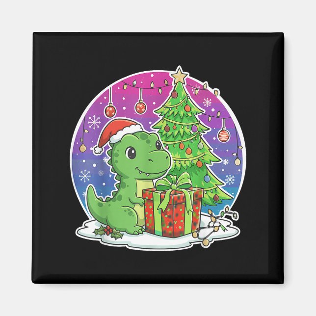 Aimant Dinosaur Santa Hat Xmas Dinosaur Lover Adults Boy  (Devant)