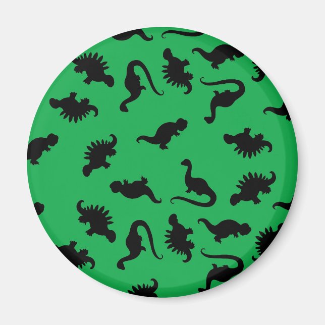 Aimant Dinosaur Silhouettes on Green Background (Devant)