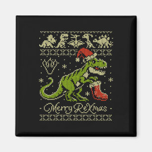 Aimant Dinosaur Ugly Christmas Sweater - Funny Noël 