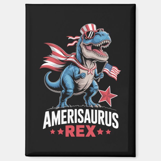 Aimant Dinosaure 4 juillet Amerisaurus T Rex Drôle (Recto)