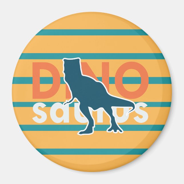 Aimant Dinosaure à rayures jaunes et bleues (Devant)