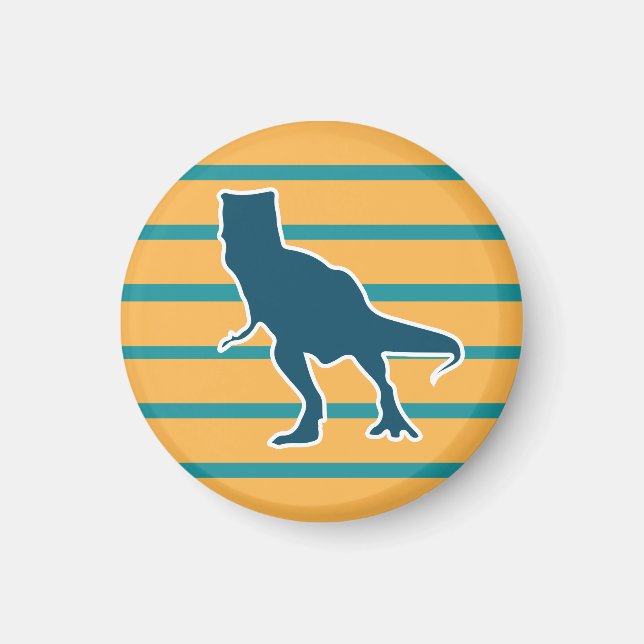 Aimant Dinosaure bleu jaune t-rex (Devant)