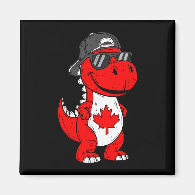 Aimant dinosaure canadien trex feuille d'érable canada ga (Devant)