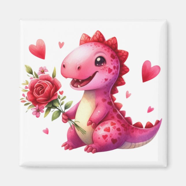 Aimant Dinosaure de la Saint Valentin (Devant)