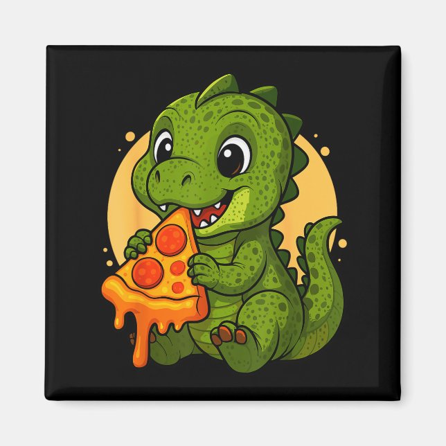 Aimant Dinosaure drôle mangeant Zza Graphique Garçons Fil (Devant)