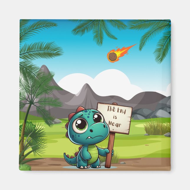 Aimant dinosaure mignon et drôle (Devant)