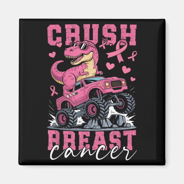 Aimant Dinosaure Monster Camion Pink Ribbon Crush Breast  (Devant)