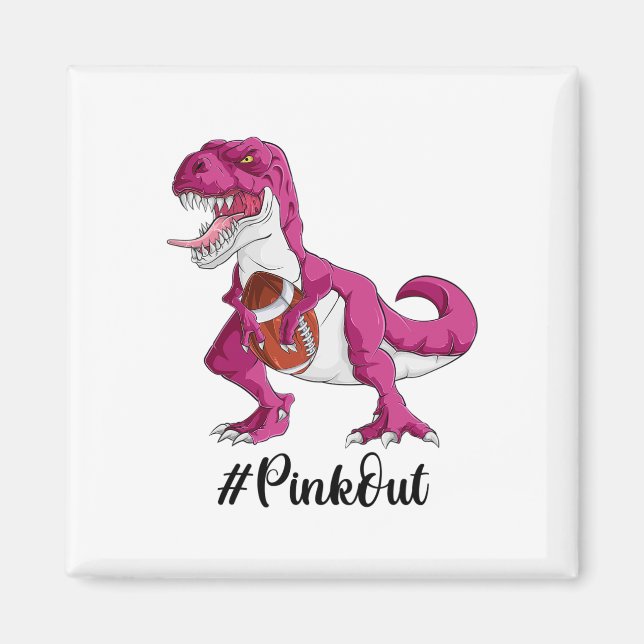 Aimant Dinosaure rose Footbyll Garçons Cancer du sein Pri (Devant)