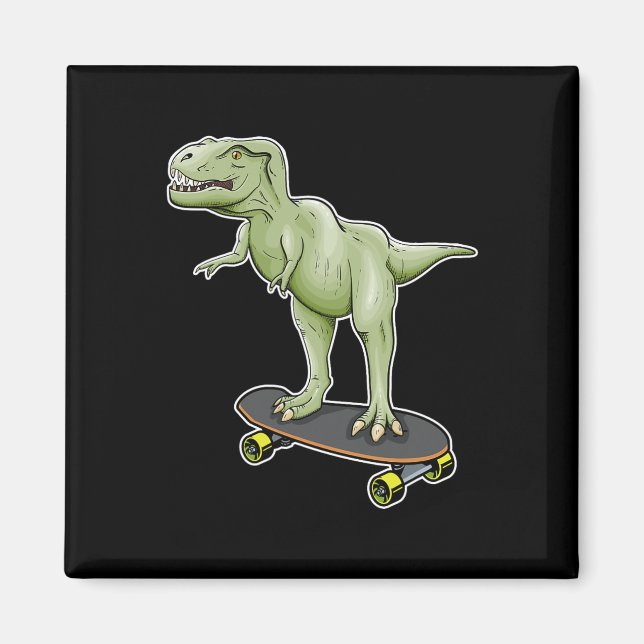 Aimant Dinosaure T-rex skateboard Dinosaure Dino  (Devant)