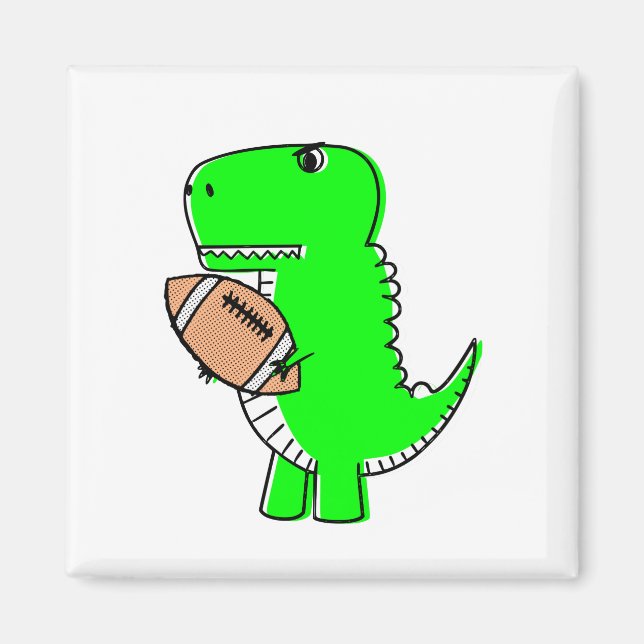 Aimant Dinosaure Vert Aime Le Football (Devant)