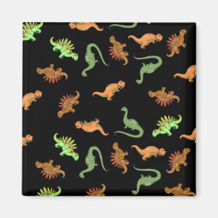 Aimant Dinosaures mignons sur fond noir