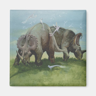 Aimant Dinosaures vintage, Centrosaurus paissant dans une