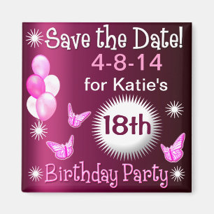 Aimant d'invitation d'anniversaire de dames