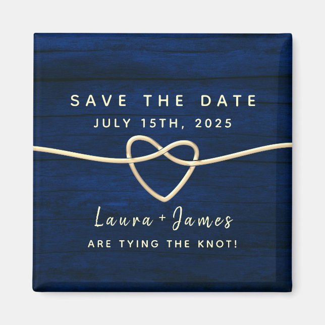 Aimant d'invitation de mariage bleu marine pour sa (Devant)