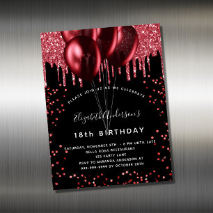 Aimant d'invitation pour les ballons rouges noirs