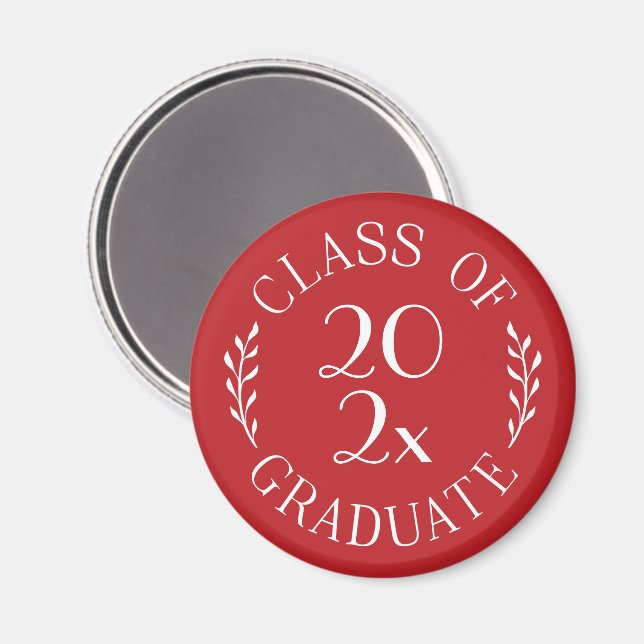 Aimant Diplômé de la promotion 2023 Typographie chic roug (Recto/Verso)