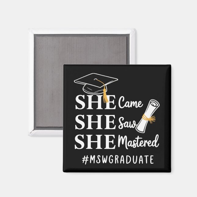 Aimant Diplôme de maîtrise MSW Master en travail social (Recto/Verso)