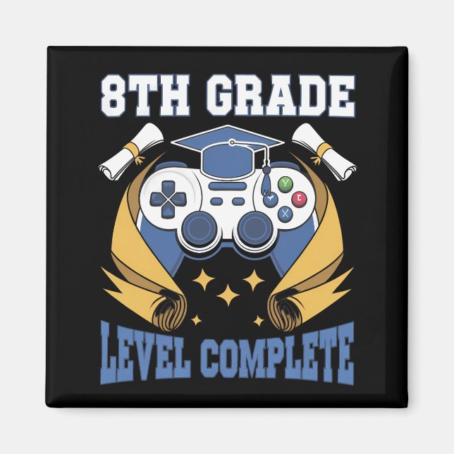 Aimant Diplôme de niveau 8e année Joueur de jeu complet (Devant)