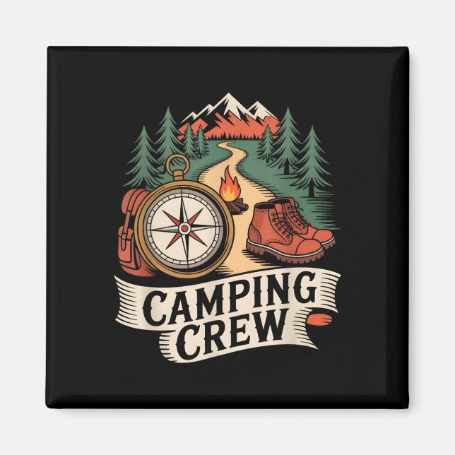 Aimant Directeur d'équipe de camping de randonnée rétro e (Devant)