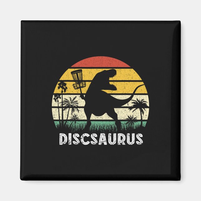 Aimant Disc Golf Rétro Dinosaure Joueur de Disc Golf Frol (Devant)