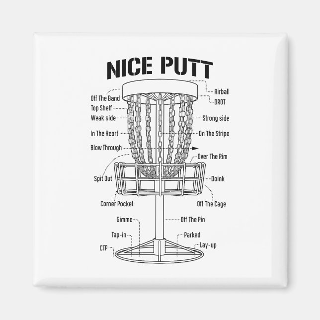 Aimant Disc Golf Sketch Beaucoup de Chance Blague de Golf (Devant)